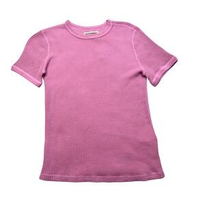 Rivet & Thread Sia Womens Retro Pink Waffle Knit Short Sleeve Tee Size Small NEW